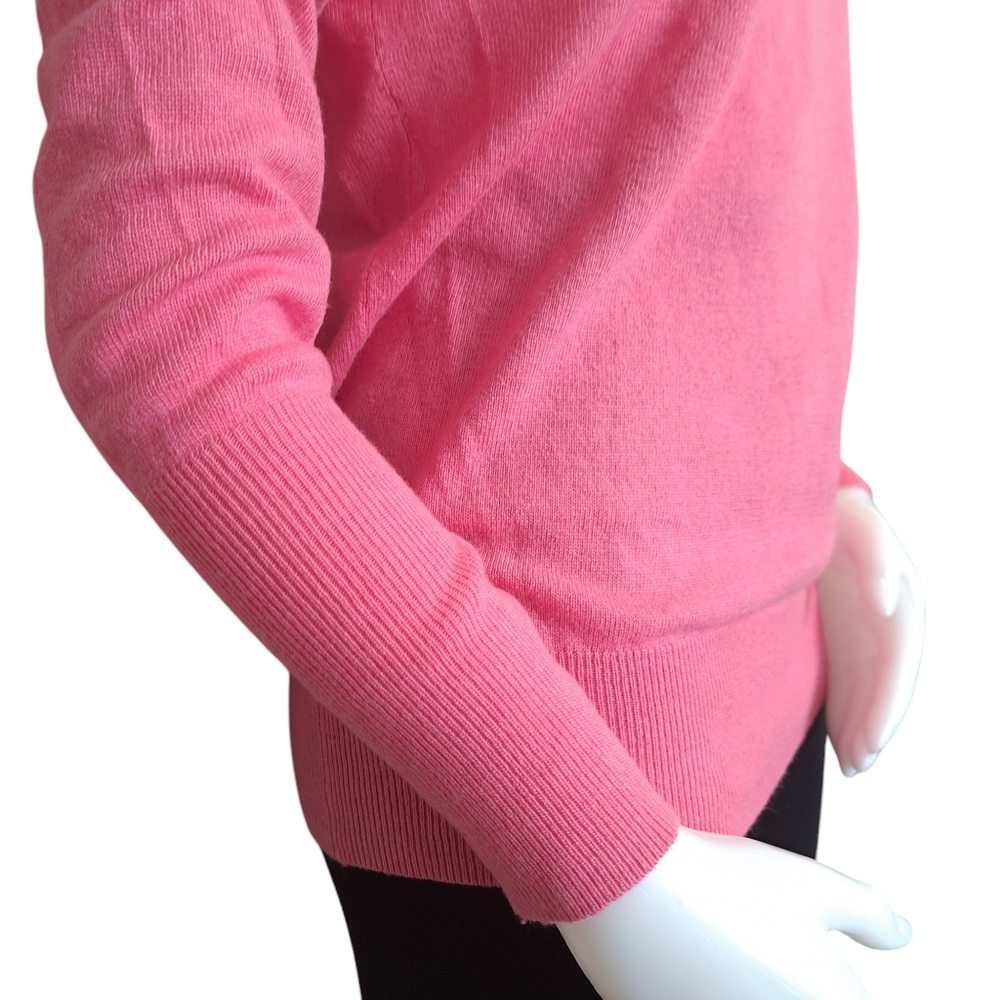 J.Crew Factory Women's‎ V-neck Pink Sweater Size Medium Merino Wool Viscose - Picture 5 of 16